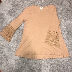Tan three-quarter length flare shirt